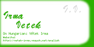irma vetek business card