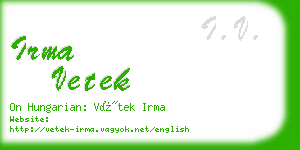 irma vetek business card